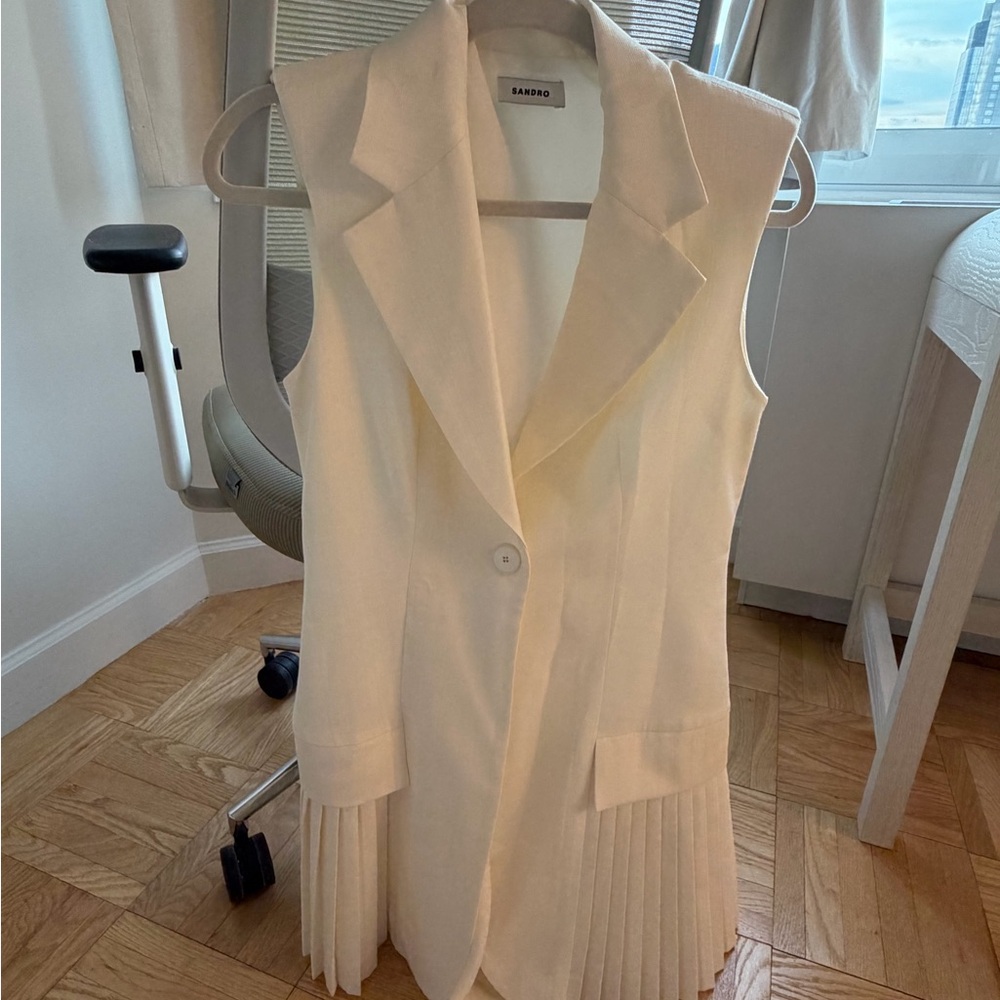 Sandro Cream Sleeveless Blazer Dress
